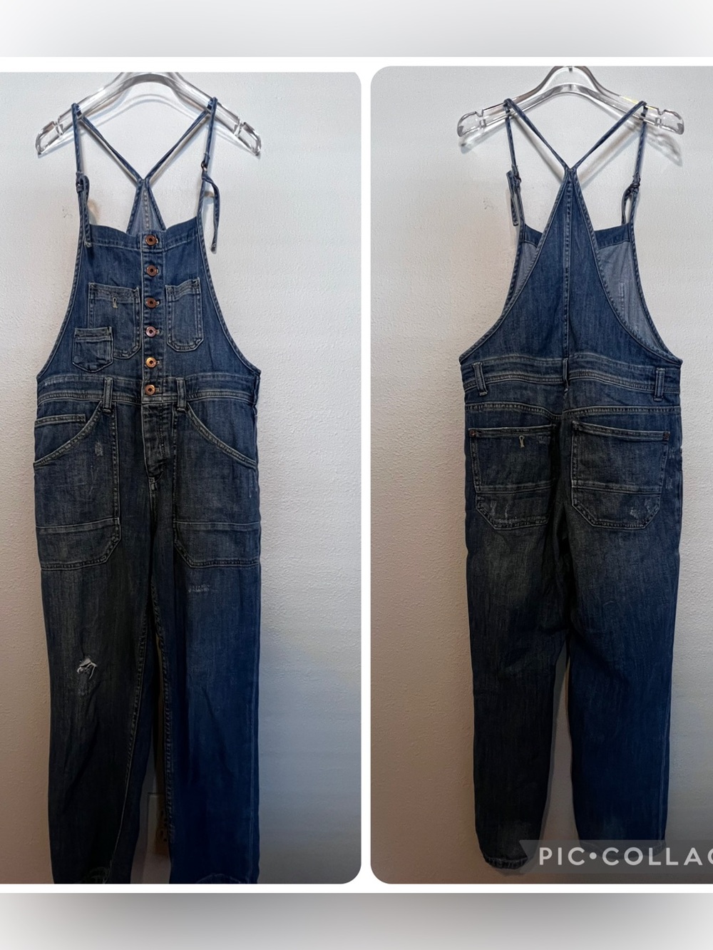 Pilcro by Anthropologie Denim Overalls Size 27P Button Front Distressed